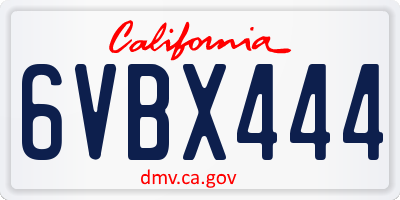 CA license plate 6VBX444