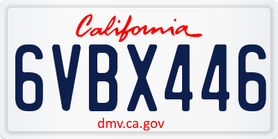 CA license plate 6VBX446