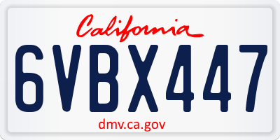 CA license plate 6VBX447