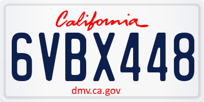 CA license plate 6VBX448
