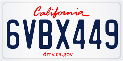CA license plate 6VBX449