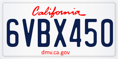 CA license plate 6VBX450