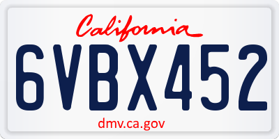 CA license plate 6VBX452