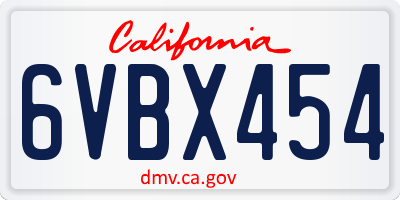 CA license plate 6VBX454