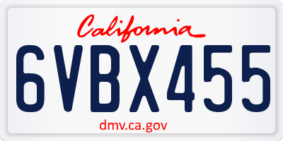 CA license plate 6VBX455