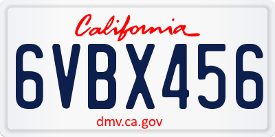 CA license plate 6VBX456