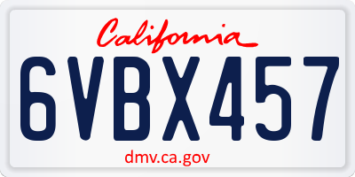 CA license plate 6VBX457