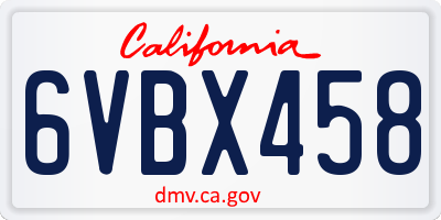 CA license plate 6VBX458