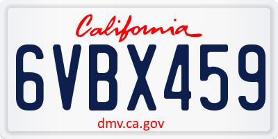 CA license plate 6VBX459