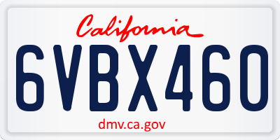 CA license plate 6VBX460