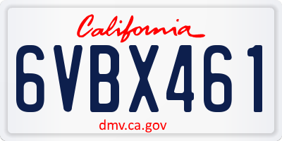 CA license plate 6VBX461