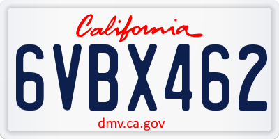 CA license plate 6VBX462