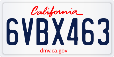 CA license plate 6VBX463