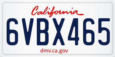 CA license plate 6VBX465