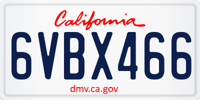 CA license plate 6VBX466