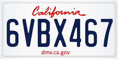 CA license plate 6VBX467
