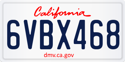 CA license plate 6VBX468