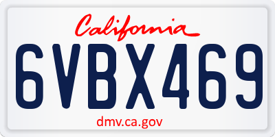CA license plate 6VBX469