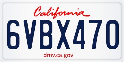 CA license plate 6VBX470