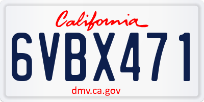 CA license plate 6VBX471