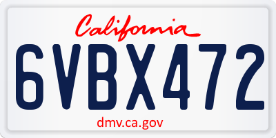 CA license plate 6VBX472