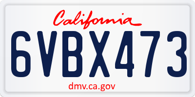 CA license plate 6VBX473