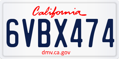 CA license plate 6VBX474