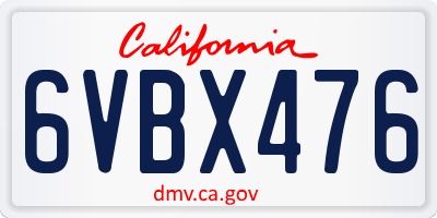 CA license plate 6VBX476