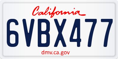 CA license plate 6VBX477