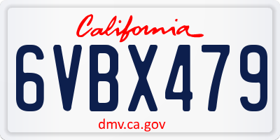 CA license plate 6VBX479