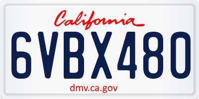 CA license plate 6VBX480