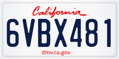 CA license plate 6VBX481