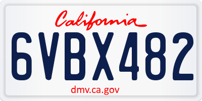 CA license plate 6VBX482