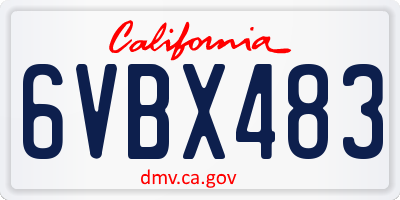 CA license plate 6VBX483