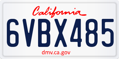 CA license plate 6VBX485
