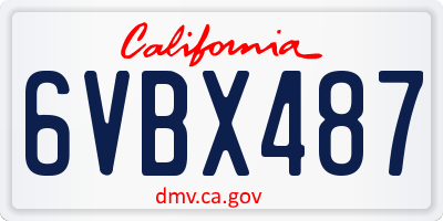 CA license plate 6VBX487