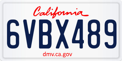 CA license plate 6VBX489