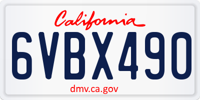 CA license plate 6VBX490
