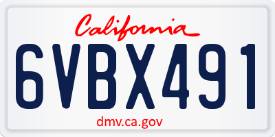 CA license plate 6VBX491