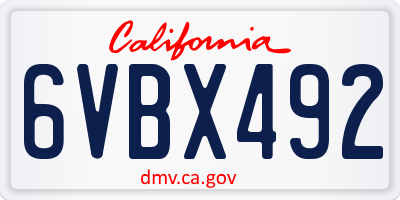 CA license plate 6VBX492
