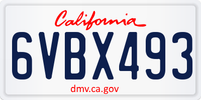 CA license plate 6VBX493