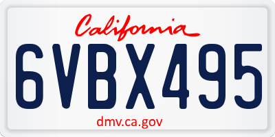 CA license plate 6VBX495