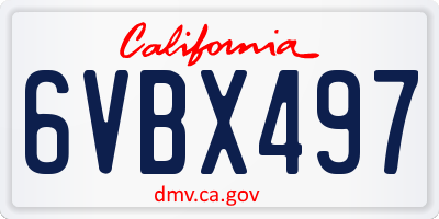 CA license plate 6VBX497