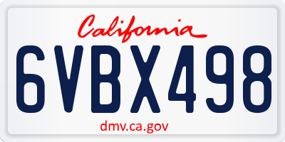 CA license plate 6VBX498