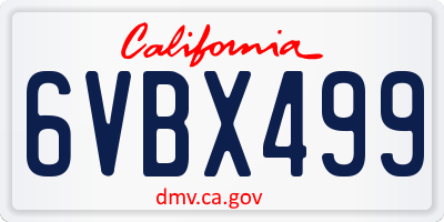 CA license plate 6VBX499