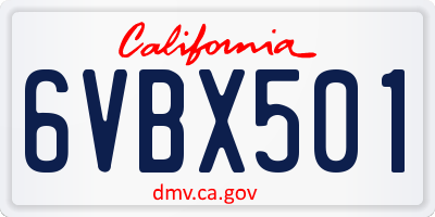 CA license plate 6VBX501