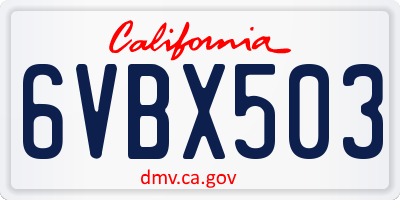 CA license plate 6VBX503