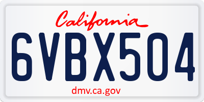 CA license plate 6VBX504