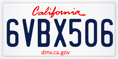 CA license plate 6VBX506