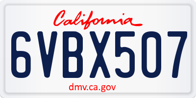 CA license plate 6VBX507